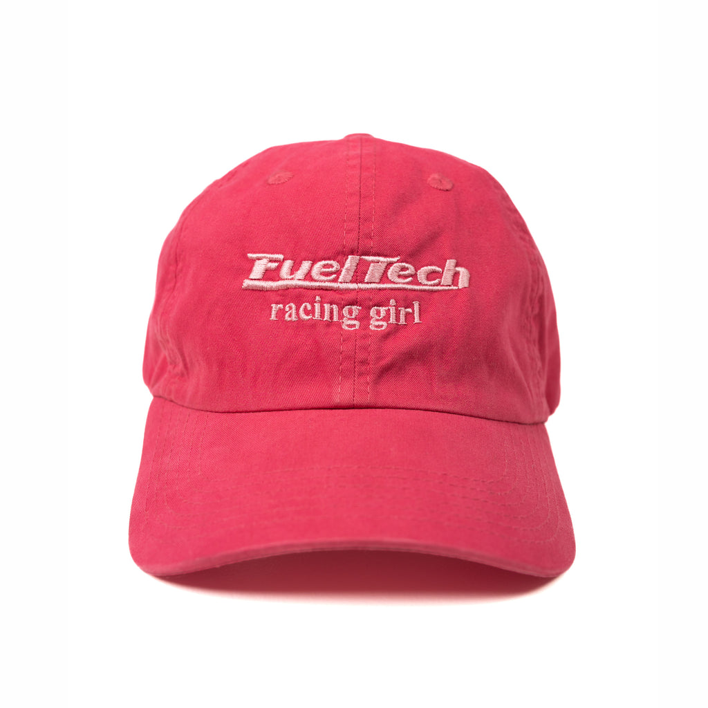 Boné Pink Estonado FT — vista frontal, bordado FuelTech Racing Girl em relevo 3D