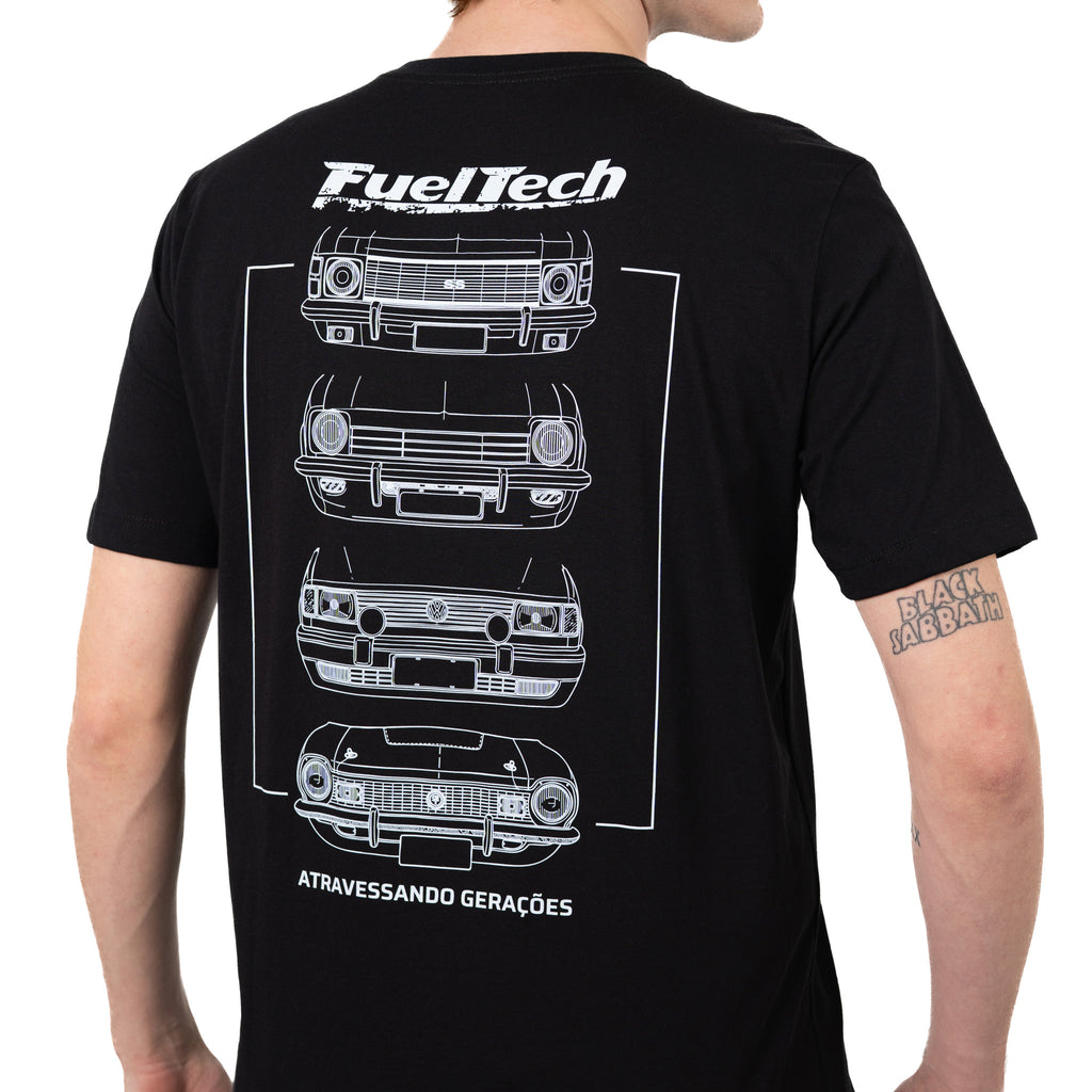 Camiseta Gerações FT preta - costas, estampa Atravessando Gerações