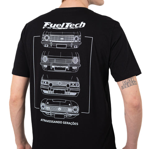 Camiseta Gerações FT preta - costas, estampa Atravessando Gerações