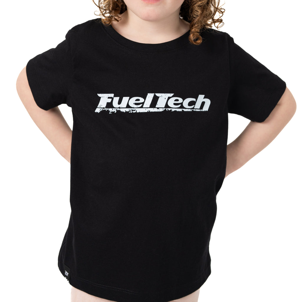 Camiseta Infantil Gerações FT preta - frente com logo FuelTech